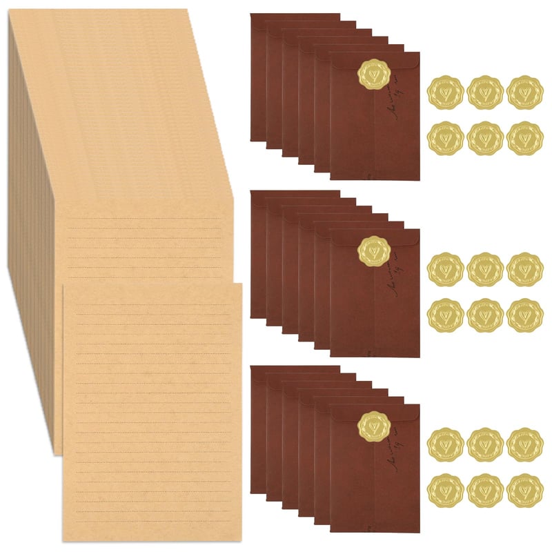 Set de 86 de piese Maxmoc Vintage, hârtie de scris cu plicuri - Set de papetărie retro