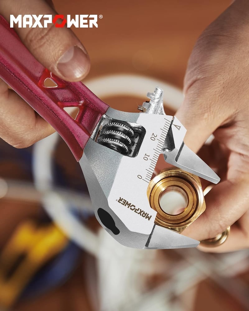 MAXPOWER 150 mm állítható villáskulcs 30 mm maximális nyílással, állítható kulcs, piros markolat