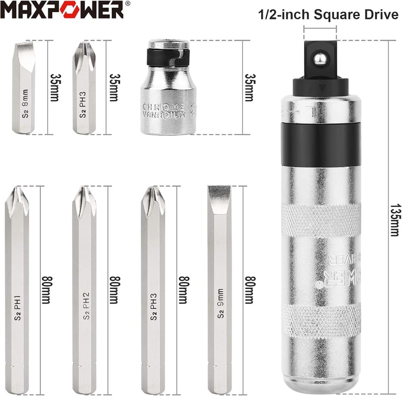 MAXPOWER Racsnis Csavarhúzó Készlet 8 Részes Forgásirány Váltóval
