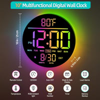 Maxstar 10 Hüvelykes Digitális Falióra Távirányítóval, RGB LED Kijelző, Hőmérsékletes Ébresztőóra - 10 INCH, Black 2