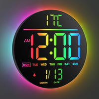 Maxstar 10 Hüvelykes Digitális Falióra Távirányítóval, RGB LED Kijelző, Hőmérsékletes Ébresztőóra - 10 INCH, Black 1