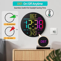 Maxstar 10 Hüvelykes Digitális Falióra Távirányítóval, RGB LED Kijelző, Hőmérsékletes Ébresztőóra - 10 INCH, Black 9