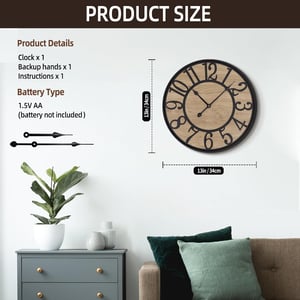 Maxstar falióra csendes járással, retro-vintage stílus - fekete - 60 cm