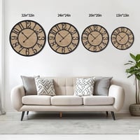 Ceas de perete rustic silențios Maxstar 61 cm, negru, metal și lemn, cifre arabe, ceas de perete cu baterie pentru sufragerie, dormitor, birou 4