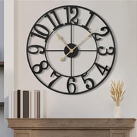 Maxstar Nagy Falióra 60 cm - Zajtalan Működésű, Arab Számlapos, Elemes Quartz Óraszerkezet, Vintage Stílusú Dekoráció Nappaliba, Konyhába, H 1
