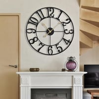 Maxstar Nagy Falióra 60 cm - Zajtalan Működésű, Arab Számlapos, Elemes Quartz Óraszerkezet, Vintage Stílusú Dekoráció Nappaliba, Konyhába, H 2