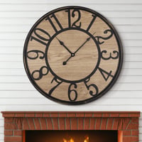 Ceas de perete rustic Maxstar cu funcționare silențioasă, cifre arabe, pe baterii, pentru living, dormitor, birou, 16 inchi, negru 1