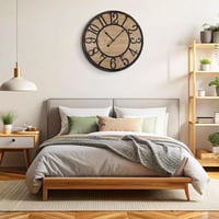 Ceas de perete rustic Maxstar cu funcționare silențioasă, cifre arabe, pe baterii, pentru living, dormitor, birou, 16 inchi, negru 6