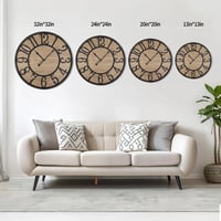 Ceas de perete rustic Maxstar cu funcționare silențioasă, cifre arabe, pe baterii, pentru living, dormitor, birou, 16 inchi, negru 4
