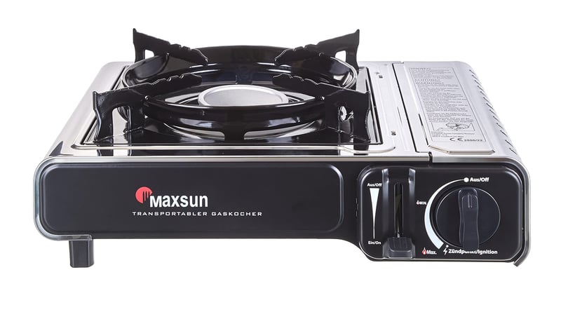 Nerezový plynový varič MAXSUN s prenosným kufríkom – Kempingový varič na varenie v prírode