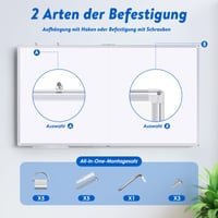maxtek mágneses fehér tábla alumínium kerettel, kétoldalas - 180x100 cm 3