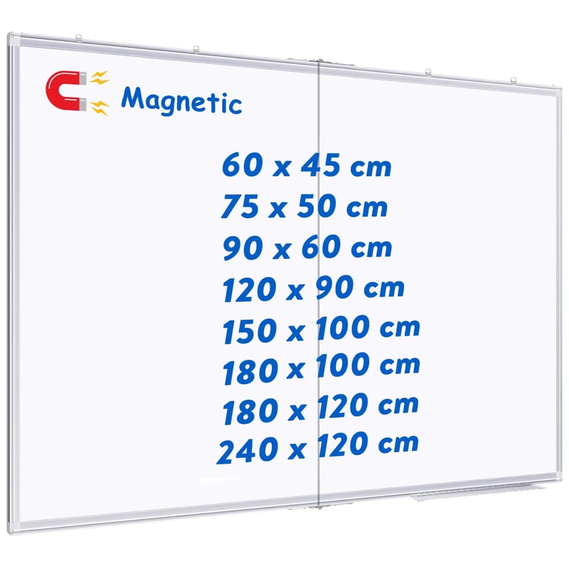 maxtek mágneses fehér tábla alumínium kerettel, kétoldalas - 180x100 cm