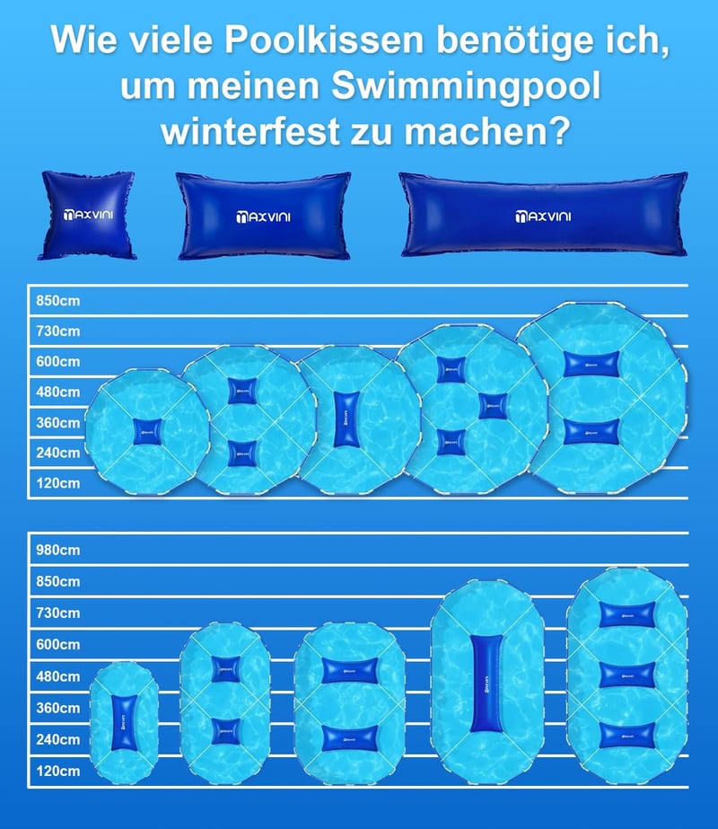 MAXVINI 122x457 cm XXXL medence párna takaróhoz, 2x5m kötéllel és javítókészlettel