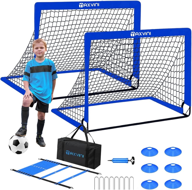 Set de 2 porți de fotbal pliabile MAXVINI - 182x120x120 cm