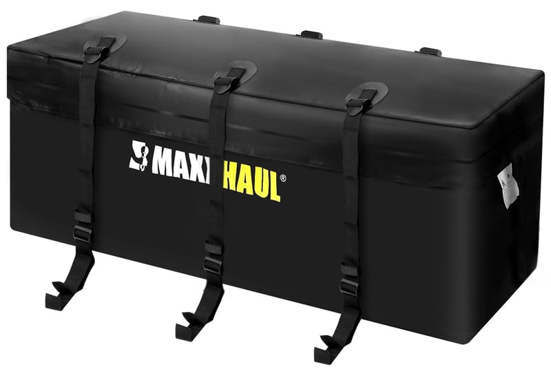 Geantă impermeabilă pentru portbagaj auto cu montare pe cârlig de remorcare MaxxHaul 70209, 119x51x51 cm, Negru, cu chingi de fixare incluse