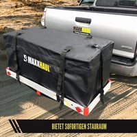 Geantă impermeabilă pentru portbagaj auto cu montare pe cârlig de remorcare MaxxHaul 70209, 119x51x51 cm, Negru, cu chingi de fixare incluse 8