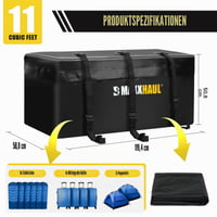 Geantă impermeabilă pentru portbagaj auto cu montare pe cârlig de remorcare MaxxHaul 70209, 119x51x51 cm, Negru, cu chingi de fixare incluse 2