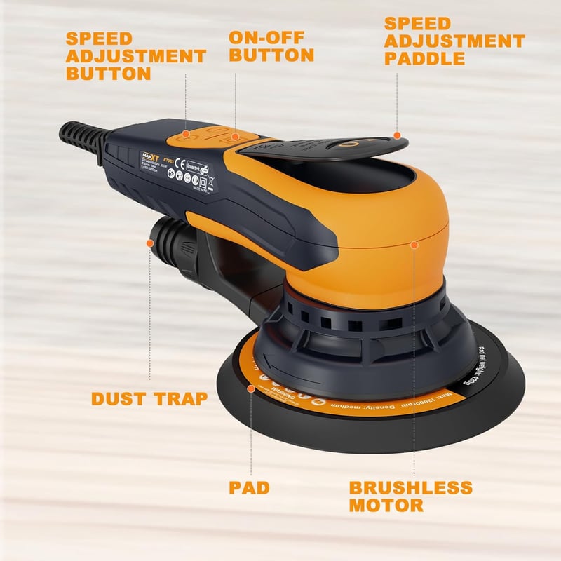 MAXXT 350W Elektromos Excentercsiszoló 150mm Orbitális Szandírozó Gép