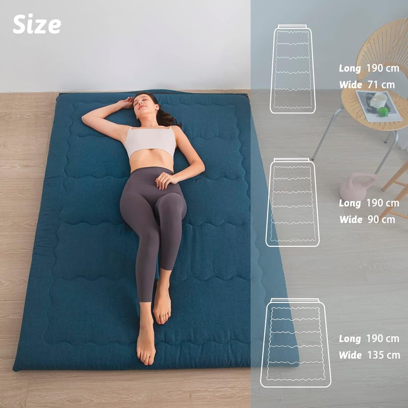 MAXYOYO Hordozható Összecsukható Futon Matrac 135x190cm Prussian Blue