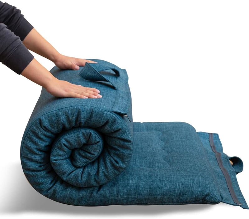 MAXYOYO Hordozható Összecsukható Futon Matrac 135x190cm Prussian Blue