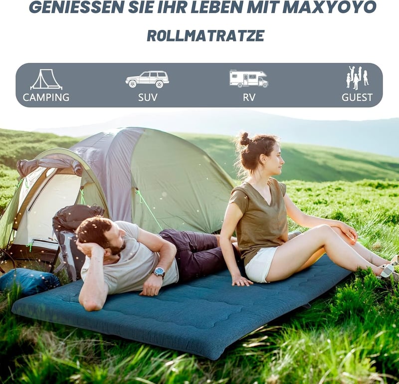 MAXYOYO Hordozható Összecsukható Futon Matrac 135x190cm Prussian Blue