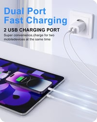 MAXZIQF 2db Gyors USB Töltő MFI Tanúsítvánnyal - Dupla Portos Fali Adapter iPhone 14/13/12/11/X/8 Samsung Xiaomi Huawei Telefonokhoz 4