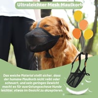 Botniță din plasă moale pentru câini Mayerzon, negru, mărimea M (circumferința botului: 25-27 cm), pentru câini de talie mică și medie, reglabilă, anti-mușcătură, permite respirația și băutul 6