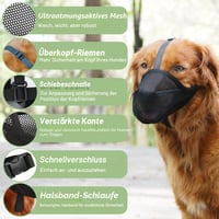 Botniță din plasă moale pentru câini Mayerzon, negru, mărimea M (circumferința botului: 25-27 cm), pentru câini de talie mică și medie, reglabilă, anti-mușcătură, permite respirația și băutul 2
