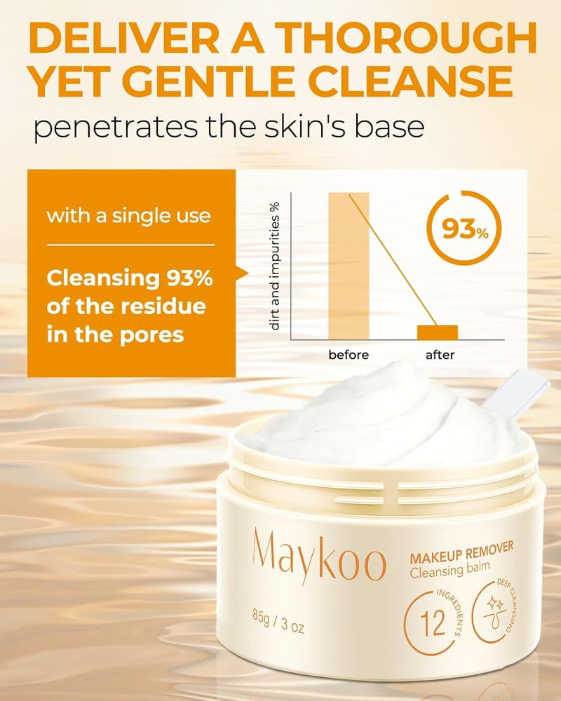 MAYKOO Tisztító Balzsam Olaj Alapú Sminklemosó Vízálló Makeup Eltávolító Hidratáló Narancsillatú Minden Bőrtípusra 85g