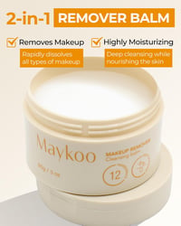 MAYKOO Tisztító Balzsam Olaj Alapú Sminklemosó Vízálló Makeup Eltávolító Hidratáló Narancsillatú Minden Bőrtípusra 85g 2