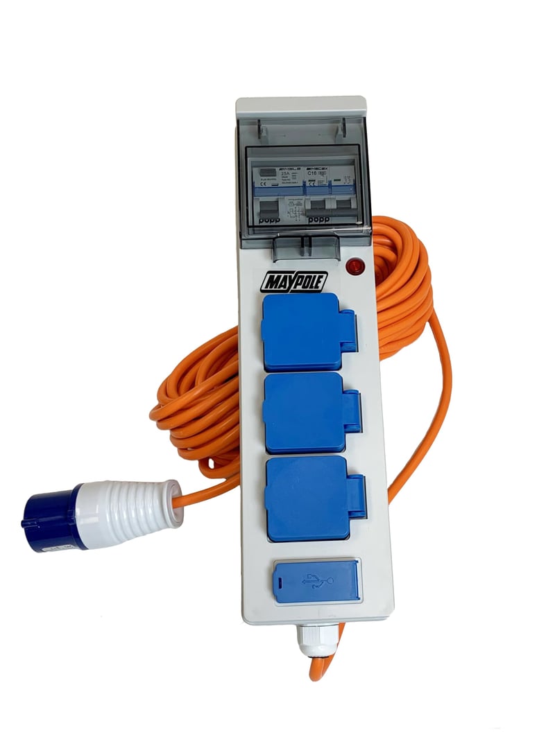 Mobilná sieťová zásuvka Maypole MP3766 s USB – 230V 13A – oranžová