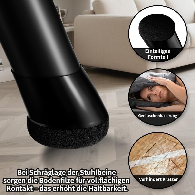 MAYZOLOP 16 db Szék Lábvédő 26-33 mm Fekete Filc Keménylaminált Padlóhoz - fit : 28-34mm, Round Black