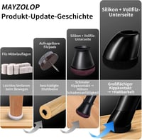 MAYZOLOP 16 db Szék Lábvédő 26-33 mm Fekete Filc Keménylaminált Padlóhoz - fit : 28-34mm, Round Black 2
