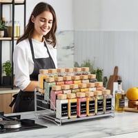 Raft pentru condimente cu 4 niveluri, gri argintiu, lățime 34 cm, pentru dulap, fără găurire 6
