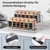 Raft pentru condimente cu 4 niveluri, gri argintiu, lățime 34 cm, pentru dulap, fără găurire 4