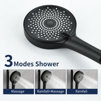 MCADYS Fekete Zuhanysystem 25cm Esőfej Kézi Zuhanyzóval 3 Funkciós Állítható Sín 1.5m Tömlő 4