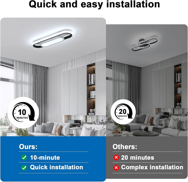 Mckalen 24W LED mennyezeti lámpa 3000 lm, 40 cm ovális, hideg fehér 6500K