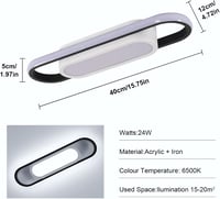 Mckalen 24W LED mennyezeti lámpa 3000 lm, 40 cm ovális, hideg fehér 6500K 4