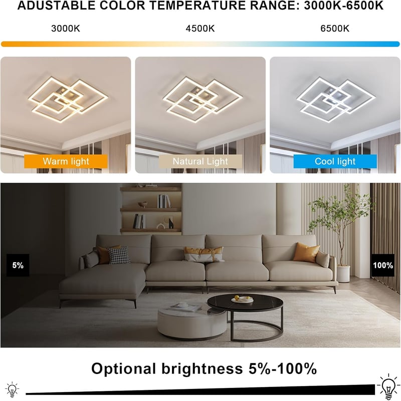 Mckalen 40W LED Mennyezeti Lámpa Dimmelhető Távirányítóval 62cm Ezüst