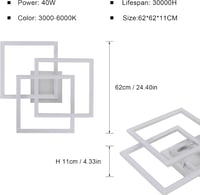 Mckalen 40W LED Mennyezeti Lámpa Dimmelhető Távirányítóval 62cm Ezüst 6