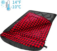 Sac de dormit dublu de iarnă Mcota pentru 0 grade, cu căptușeală 100% din flanel de bumbac, pentru 2 persoane - roșu 3