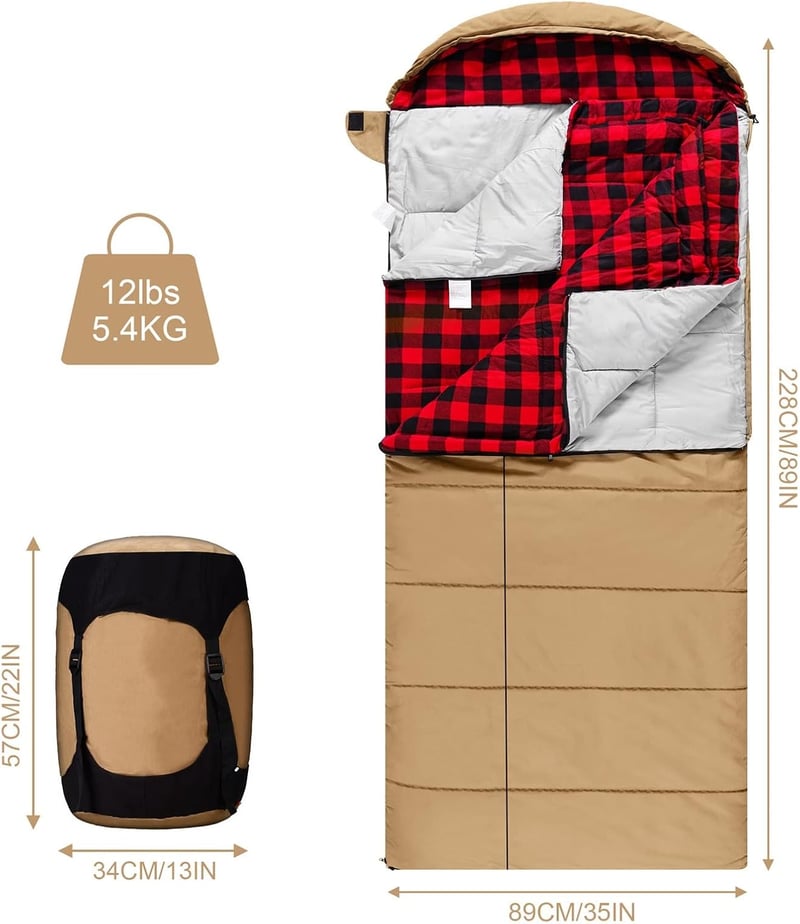 Mcota téli vászon hálózsák flannel béléssel, 240cm X 90 cm, kemping és halászat