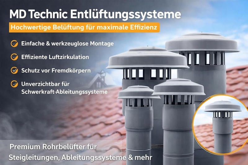 MD Technic Szellőztetési Cső Tetőcsonk DN75 Haze Hood Ventilációs Rendszerhez
