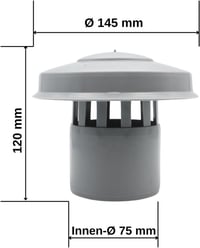 MD Technic Szellőztetési Cső Tetőcsonk DN75 Haze Hood Ventilációs Rendszerhez 3