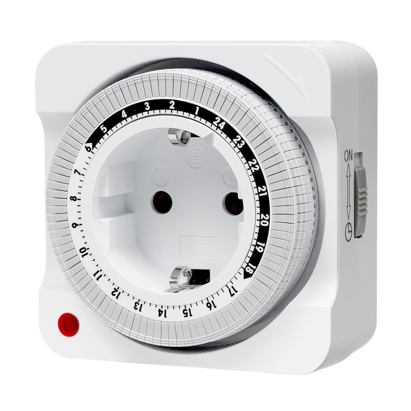MDCMLKS Priză cu Temporizator Mecanic, Program 24 de Ore, 96 de Segmente, Interval de Comutare de 15 Minute, Temporizator Analogic pentru Lămpi și Decorațiuni de Sărbători