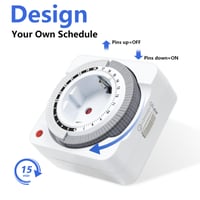 MDCMLKS Priză cu Temporizator Mecanic, Program 24 de Ore, 96 de Segmente, Interval de Comutare de 15 Minute, Temporizator Analogic pentru Lămpi și Decorațiuni de Sărbători 3