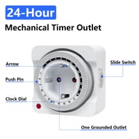 MDCMLKS Priză cu Temporizator Mecanic, Program 24 de Ore, 96 de Segmente, Interval de Comutare de 15 Minute, Temporizator Analogic pentru Lămpi și Decorațiuni de Sărbători 2