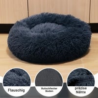 MDDK DY Okrúhly pelech pre mačky a menšie psy 50 cm – Mäkký plyšový košík, prateľný, svetlobéžová farba 4