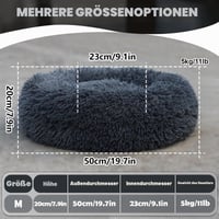 MDDK DY Okrúhly pelech pre mačky a menšie psy 50 cm – Mäkký plyšový košík, prateľný, svetlobéžová farba 5