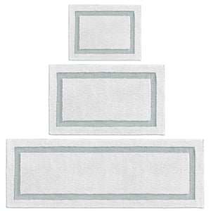 mDesign Hydra mikroszálas fürdőszobai szőnyeg szett, csúszásmentes, vízelnyelő, mosógépben mosható, fehér/vízeskék, 3 db
